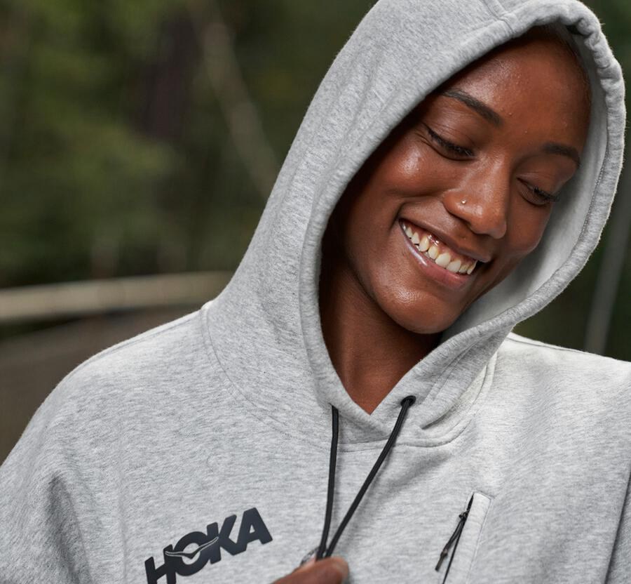 Hoka One One Hoodie Dames - Performance - Grijs - GK5784620